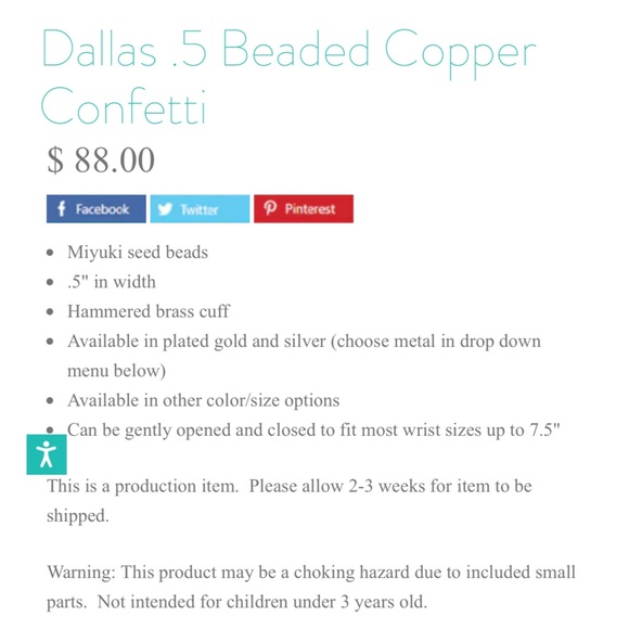 Rustic Cuff Dallas .5 Beaded Copper Confetti Cuff Bracelet Art Deco - Picture 9 of 9